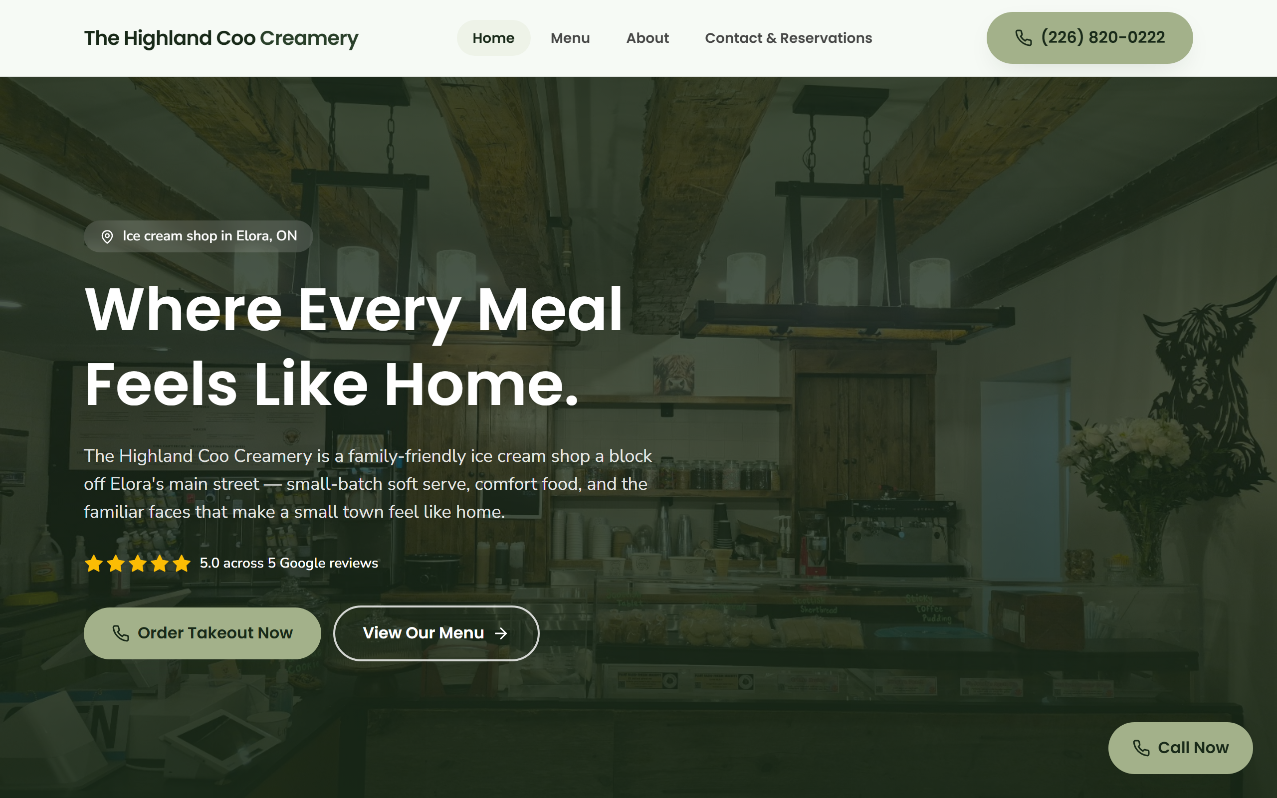 The Highland Coo Creamery website preview